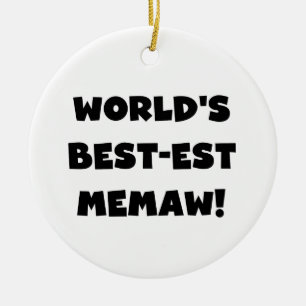 Världs Bäst-est Memaw svartvita T-tröja Julgransprydnad Keramik