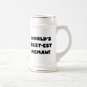 Världs Bäst-est Memaw svartvita T-tröja Sejdel