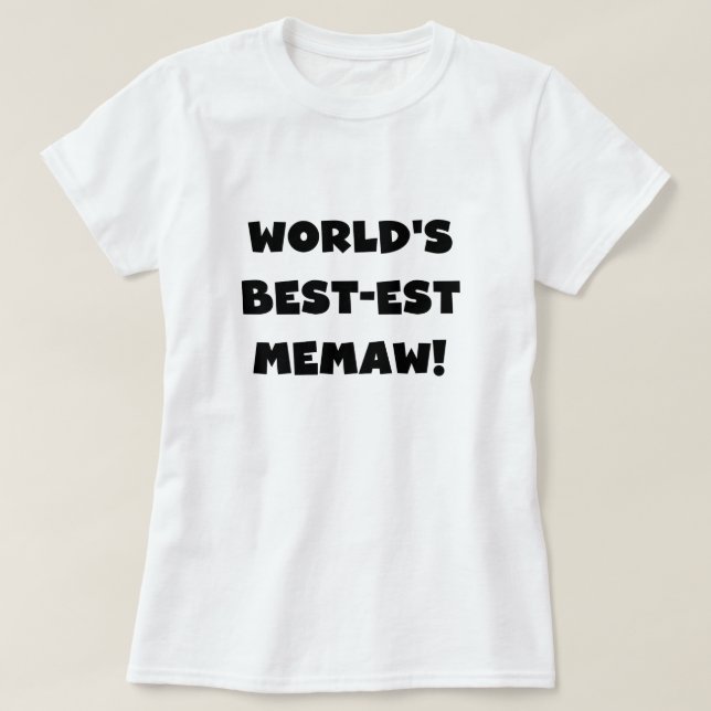 Världs Bäst-est Memaw svartvita T-tröja T-shirt (Design framsida)