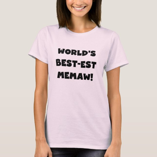 Världs Bäst-est Memaw svartvita T-tröja Tee Shirt (Framsida)