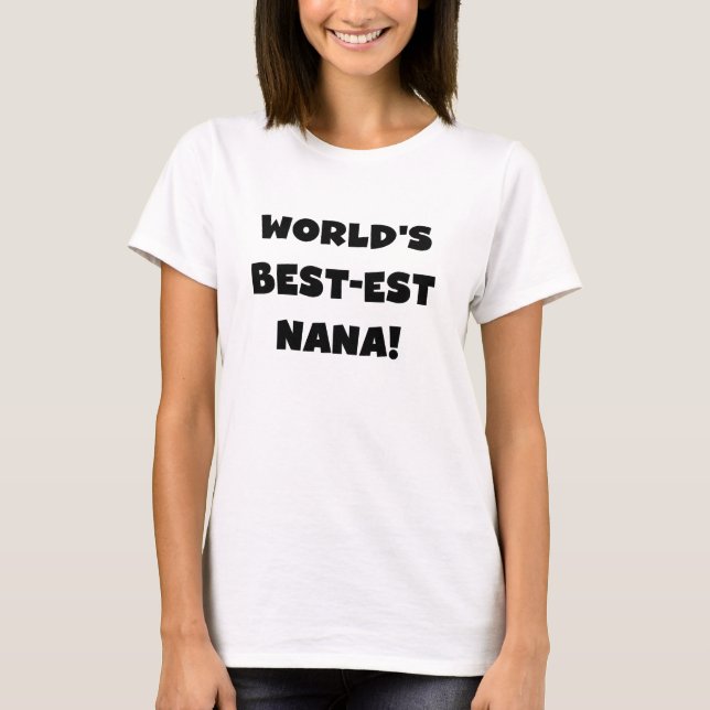 Världs Bäst-est Nana svartvita T-tröja T-shirt (Framsida)