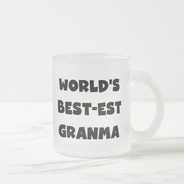 Världs Bäst-est svartvita Granma Frostad Glasmugg (Höger)