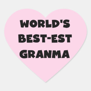Världs Bäst-est svartvita Granma Hjärtformat Klistermärke