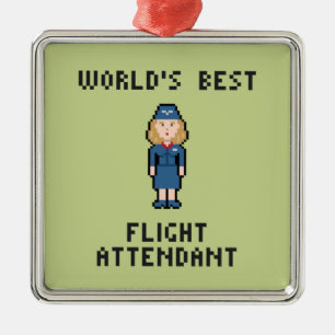 Världs bäst flygvärdinna julgransprydnad metall