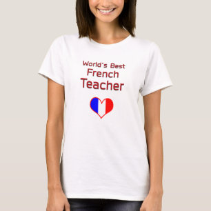 Världs bäst franska lärare med hjärtaflagga t-shirt