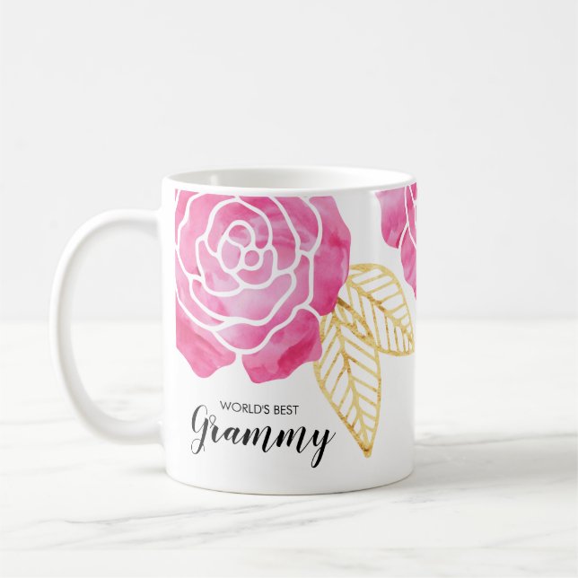 Världs bäst Grammy rosa ros Kaffemugg (Vänster)