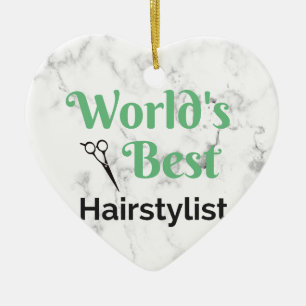 Världs bäst hårstylist julgransprydnad keramik