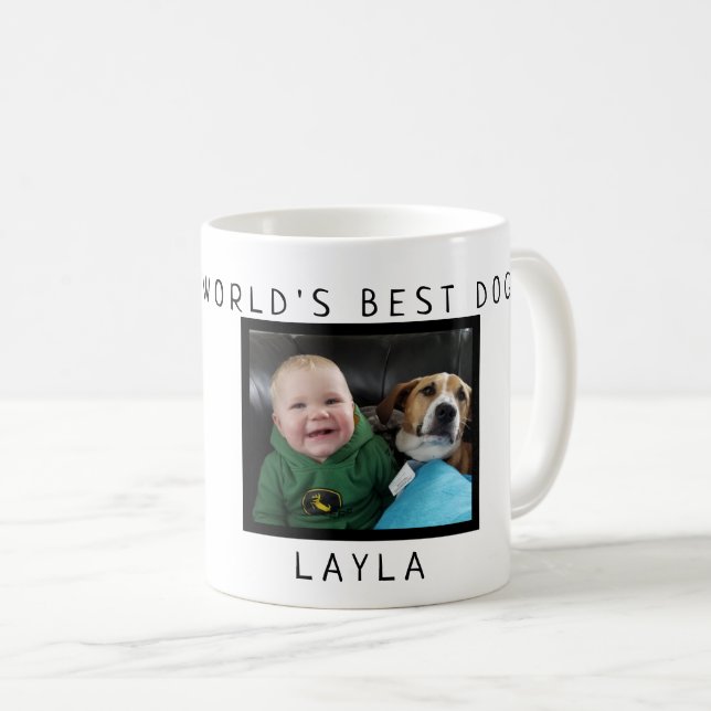 Världs bäst hundpersonlig med fotoet och namn kaffemugg (Framsida höger)