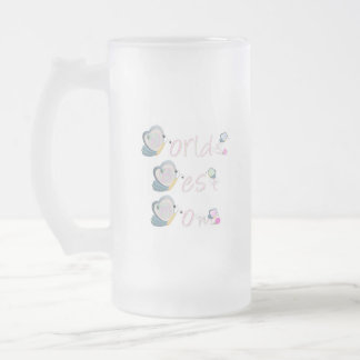 Världs bäst mamma (fjärilen) frostat ölglas