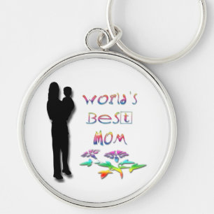 Världs bäst mamma Keychain Rund Silverfärgad Nyckelring