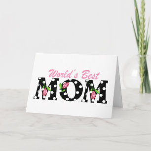 Världs bäst mammasvart med rosa tulpan kort