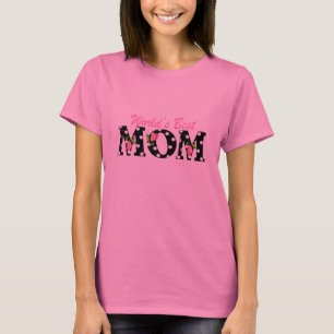 Världs bäst mammasvart med rosa tulpan tee shirt