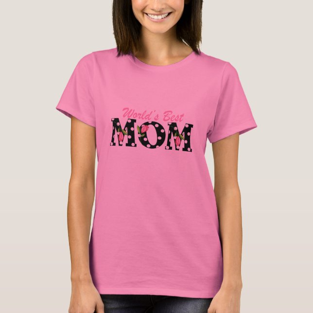 Världs bäst mammasvart med rosa tulpan tee shirt (Framsida)