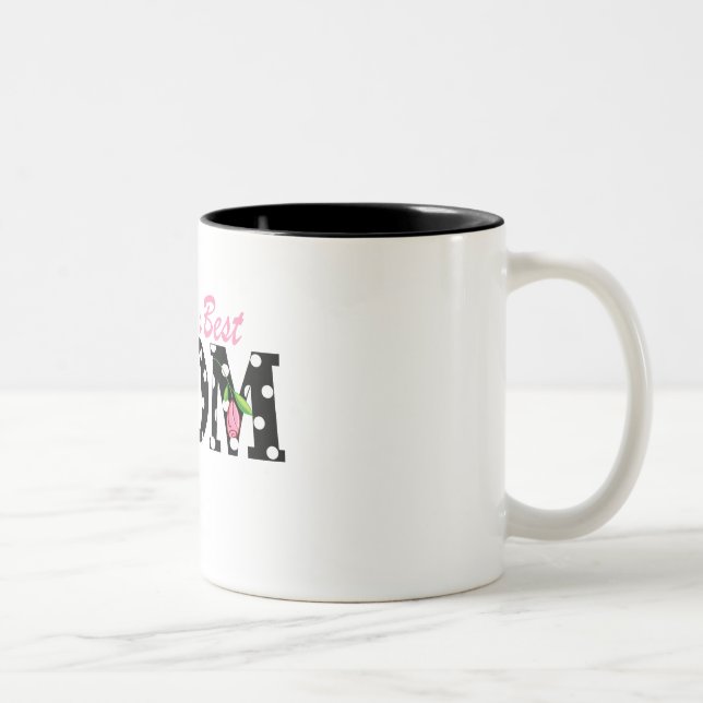 Världs bäst mammasvart med rosa tulpan Två-Tonad mugg (Höger)