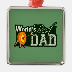 Världs bäst pappa; Bågskytte Julgransprydnad Metall