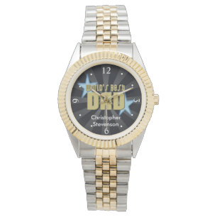 Världs bäst pappasvart/kall fars dag för guld armbandsur