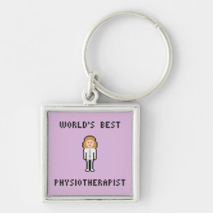Världs bäst Physiotherapist Keychain Fyrkantig Silverfärgad Nyckelring