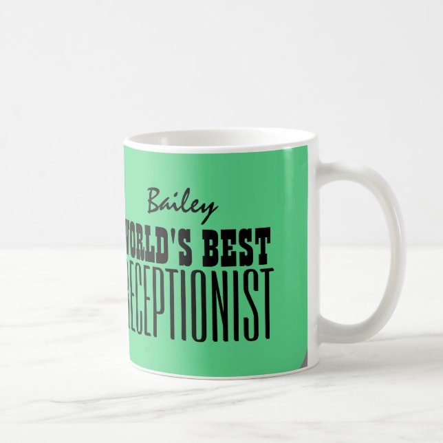 Världs bäst RECEPTIONISTgrönt och svart V03 Kaffemugg (Höger)