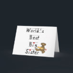 Världs bäst storasyster kort<br><div class="desc">Världens rånar knäppas bäst storasysterT-tröja,  kort,  klistermärkear,  ritar fodrar tote bags och presentera en nalle med en stor gult och utdragen ungestiltext som läser "världens bäst storasyster!". Du kan skräddarsy den vidare,  genom att tillfoga ett namn på fläcken!</div>