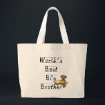 Världs bäst storebror jumbo tygkasse<br><div class="desc">Världens rånar knäppas bäst storebrorT-tröja,  kort,  klistermärkear,  ritar fodrar tote bags och presentera en nalle med en stor gult och utdragen ungestiltext som läser "världens bäst storebror!".</div>