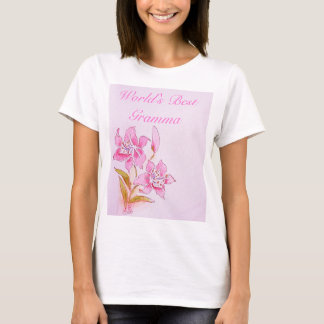Världs bäst T-tröja för Gramma rosa lilja T-shirt