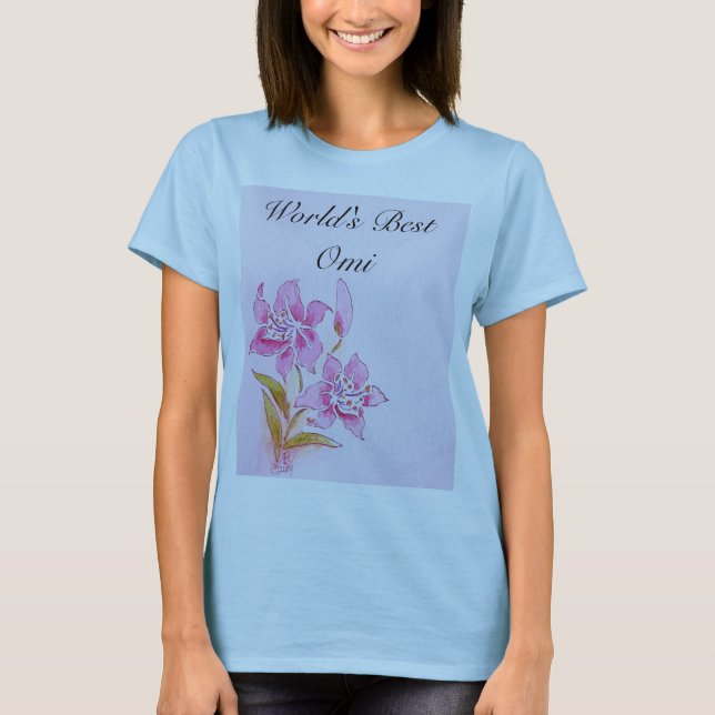 Världs bäst T-tröja för lilja för Omi rosa Tee (Framsida)