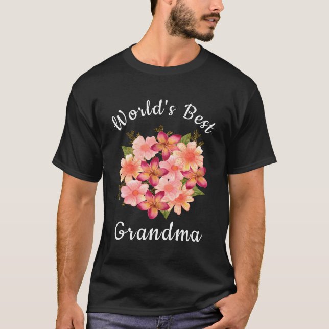 Världs Best Grandma Rosa Peach Flower Grandma Gift T Shirt (Framsida)