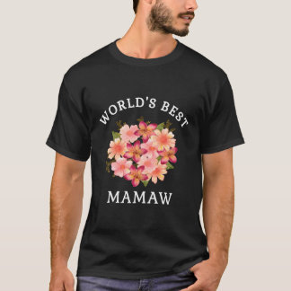 Världs Best Mamaw Rosa Peach Flower Grandma Gift T Shirt