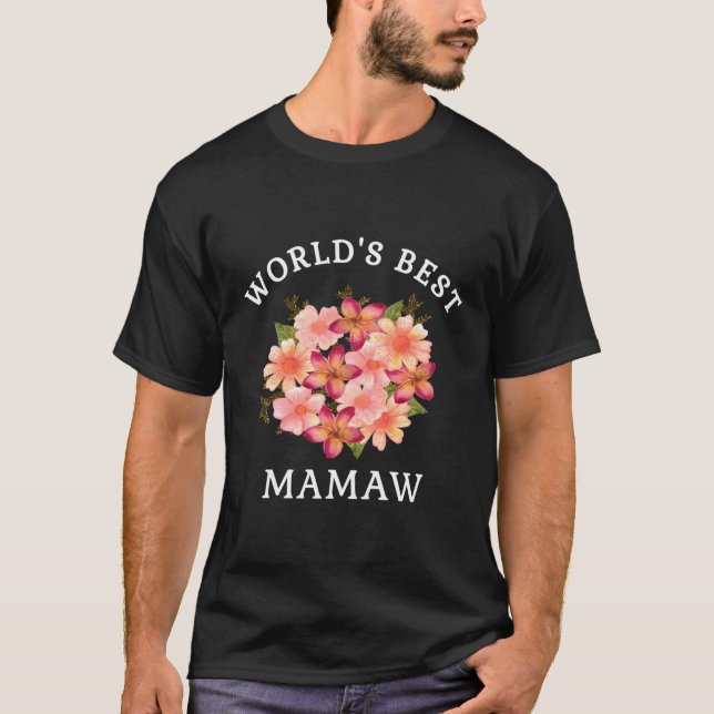 Världs Best Mamaw Rosa Peach Flower Grandma Gift T Shirt (Framsida)