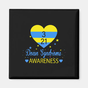 Världs Down Syndrom Medvetenhet Mars 21 Gul Blå Magnet