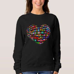Världs flaggor Earth Day Heart Shape Art T Shirt