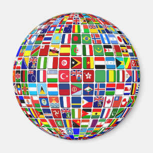 Världs flaggor Globe, Internationell Magnet