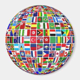 Världs flaggor Globe, Internationell Magnet
