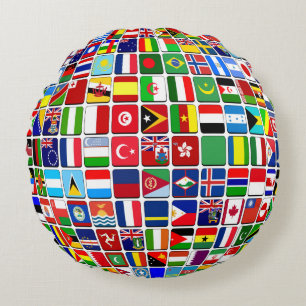 Världs flaggor Globe, Internationell Rund Kudde