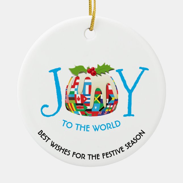 Världs flaggor JOY TO WORLD Festive Pudding Julgransprydnad Keramik (Framsidan)
