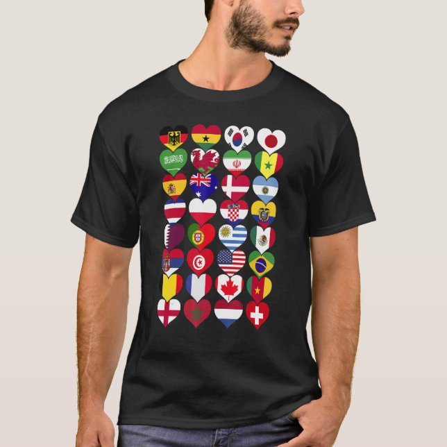 VÄRLDS FLAGGOR LAND i INTERNATIONELL T Shirt (Framsida)