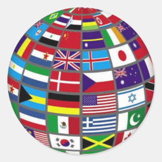Världs flaggor på Globe Sticker Runt Klistermärke