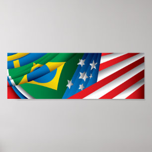 Världs flaggor Poster, USA, Brasilien och mer Poster