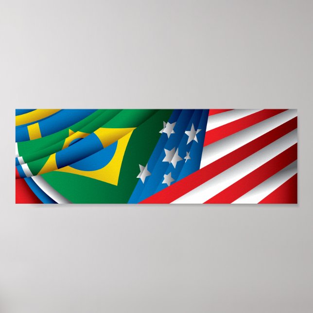 Världs flaggor Poster, USA, Brasilien och mer Poster (Framsidan)