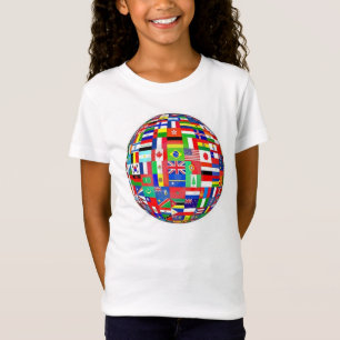 VÄRLDS FLAGGORFOTBOLLBOLL T-SHIRT
