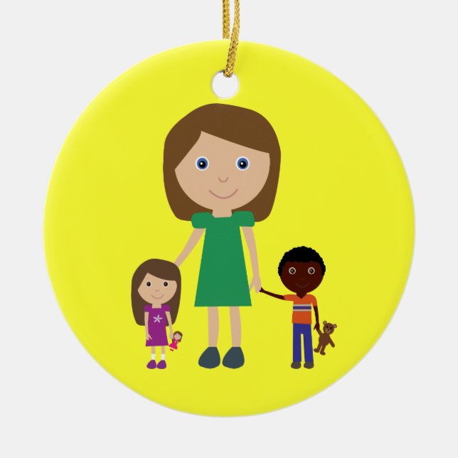 Världs för bäst gullig tecknad dagislärare julgransprydnad keramik (Framsidan)