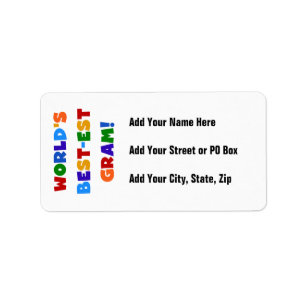 Världs ljusa färger gåvor för Bäst-est gram Adressetikett