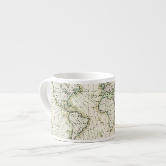 Världs magnetiska declination espressomugg (Framsida vänster)