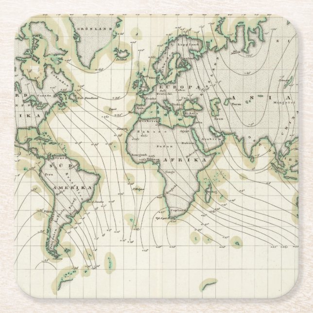 Världs magnetiska declination underlägg papper kvadrat (Framsidan)