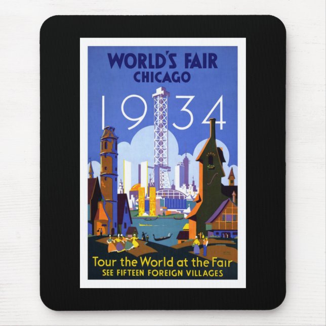 "Världs mässa, Chicago 1934" vintage Musmatta (Framsidan)