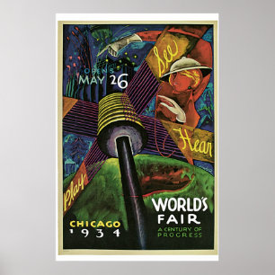 "Världs Mässa, Chicago, 1934" vintage Poster