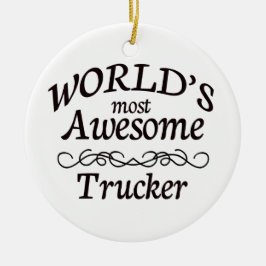 Världs mest enorma lastbilsförare julgransprydnad keramik