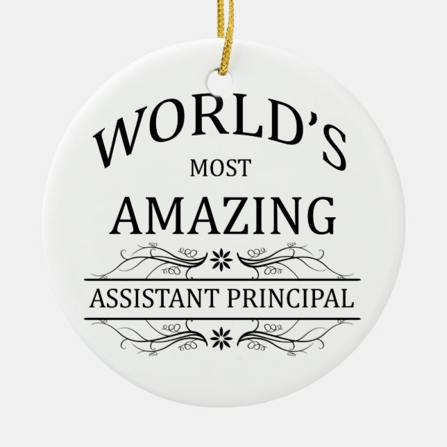 Världs mest fantastisk assistentrektor julgransprydnad keramik (Framsidan)