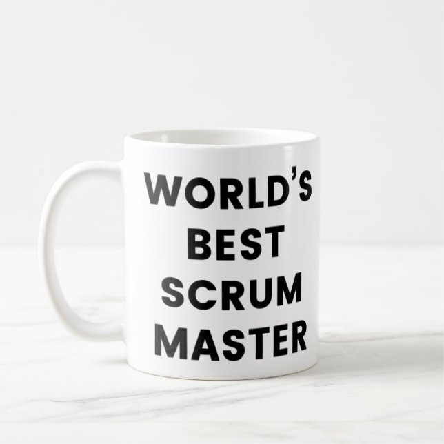 Världs mugg för kaffe för bäst Scrum ledar- (Vänster)