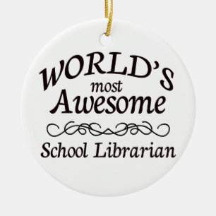 Världs skolar mest fantastisk bibliotekarien julgransprydnad keramik